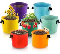 LATERN 7Pcs 7 Gallons Plant Growing Bags, 7 Colors Nonwoven Fabric Breathable Grow Bags Heavy Duty Thickened Root Aeration Garden Pot Containers with Strap Handle for Flowers Vegetables Fruits
