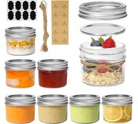 LATERN 8Pcs Mini Mason Jars, 120ml Regular Mouth Mason Jar Small Glass Canning Jar with Lids, Seal Bands, Labels and Rope - for Spice Jam Honey Jelly Dessert Shower Wedding Favors DIY Candles Decor