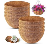 LATERN 8Pcs Round Coco Fiber Liners for Hanging Basket, 25CM 100% Natural Coco Coir Liner Thick Coconut Fiber Mat for 8 Inch Hanging Plant Basket or Garden Animal Pet Mat Window Boxes