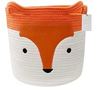 LATERN Cotton Rope Laundry Basket, Orange Fox Foldable Storage Baskets Cute Animal Laundry Hamper Toy Basket with Handles for Kids Clothes Room Décor (35cm x 32cm)