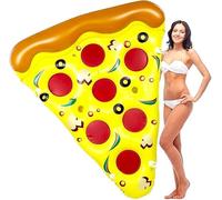 LATERN Giant Inflatable Float Pizza, 180CM x 150CM PVC Pool Floating Raft Water Float Lounger with Cup Holders & Quick Inflation Valve for Summer Pool Lake Beach Water Party