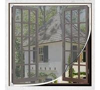 LATERN Magnetic Window Screen, 100CM x 120CM Fiberglass Fly Screen Adjustable Mosquito Net Window Insect Mesh - with Installation Accessories and Instructions (White Frame with Grey Net)