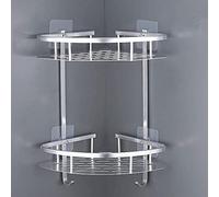 LATERN No Drilling Bathroom Corner Shelves, Aluminum 2-Tier Shower Organizer Caddy Adhesive Storage Basket for Shampoo - Include Sticky Wall Mounting Screws