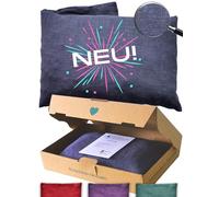 LATESSA Cherry Stone Pillow, 100% Linen Fabric, Modern & Sustainable, Extra High Quality, Grain Pillow for Microwave, Neck, Shoulder, Belly & Back, Heat Cushion for Baby, Children & Adults, Blue