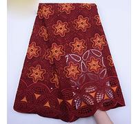 Latest African Cotton Lace Fabric Embroiderey Eyelet Holes Swiss Voile Lace in Switzerland for Nigeria Wedding SewA1836,1836winered,China