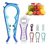 Latest Jar Opener Bottle Opener for Weak Hands, 6 in 1 Multi Function Can Opener Bottle Opener Kit with Silicone Handle Easy to Use for Children, Elderly and Arthritis Sufferers(JAR-Blue3.0)