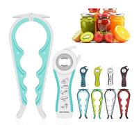 Latest Jar Opener for Weak Hands, 6 in 1 Multi Function Can Bottle Kit with Silicone Handle Easy to Use Children, Elderly and Arthritis Sufferers, Latest Jar Opener-White Green