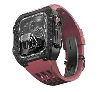 Latest lightweight carbon fiber case+fluororubber strap,Compatible with Apple Watch 8/7/6/5/4 series Replacement strap,For iwatch 44/45mm Watch Band upgrade kit