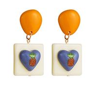 Latest Resin Earring Geometric Square Heart Summer Fruit Style Lady Watermelon Pine Cherry Drop Earrings Jewelry for Womens Dexterous and Professional