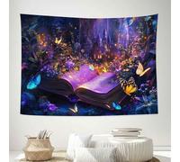 LATETOMT 60x44in Magic Forest Tapestry Book Photo Back Wall Tapestry Butterfly Photo Wall Art Hanging for Adults Girls Living Room Bedroom Dorm Decor LTMTADJ813