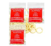 Latex Amber 3 Packs 300 counts 1/4inch LIGHT 6.4mm Intraoral Elastic Bands Unimedic Orthodontic Elastics Dental Rubber Bands Made in US (light [2.5oz], 1/4inch, 6.4mm)