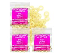 Latex Amber 3 Packs 300 counts 1/8inch/ 1/4inch 5/16inch 3/16inch/ heavy/ medium/ light Intraoral Elastic Bands Unimedic Orthodontic Elastics Dental Rubber Bands Made in US (HEAVY, 1/8inch, 3.2mm)