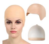 Latex Bald Cap,Skin-Color Bold Caps, Bald Wig for Adult Wig Caps for Men and Women Adult Funny Wigs Fancy Dress Hats Thick Skin Head Skull Wig Cosplay Hat Costume Accessory for Halloween Adults