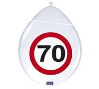 Latex Balloons 70th Birthday Party Decoration Pack of 8 Red/White/Black 30 cm