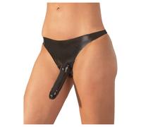 Latex briefs with external dildo (black, S-L)