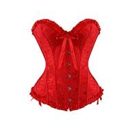 Latex Corset High Chest Support Classic Cocktail Night Club Spicy Girl Shaping Bodybuilding Underwear Bodice Pants Women's Shaping, red, M