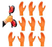 Latex Gloves - Nitrile Industrial Orange Gloves - Safety Heavy-Duty Tear-Resistant Textured Orange Mitten 10x for Automotive Manufacturing Industrial for Home Mechanic