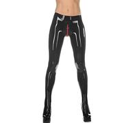 Latex Gummi Rubber Crotch Red Zipped Tiights Trousers Pants 0.4mm - black - XXXL