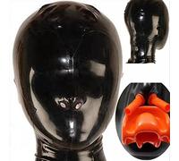 Latex Head Mask Bondage Mask with Mouth Gag and Nose Tube Full Bondage Head Hood Zipper Rear Fetish Slave Role Play Sex Toy for Couples