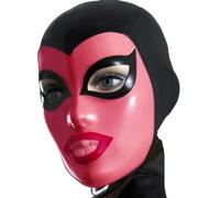 Latex Hood Halloween Full Face Mask Back Zipper Open Eyes Mouth for Unisex Club Wear Handmade Special Cool(Size:M-65CM)