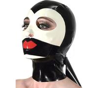 Latex Hood Riding Mask with Nose Eyes Openings and Rear Zipper for Couples Halloween Party Club Costume(Size:M-65CM)