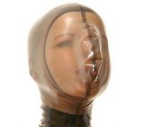 Latex Hood Transparent Full Face Mask Halloween Handmade with Back Zipper for Cosplay Couples' Gift(Size:M-65CM)