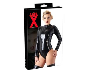Latex long-sleeved women’s bodysuit (black) - L