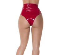 Latex Look Shorts High Waist Shiny Leather Back Zip KouCla - Black, Red & Pink