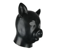 Latex Pig Mask Full Head Rubber Hood Cosplay Black 100% Natural