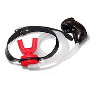 Latex Plug Urinal with Piss Hole Adjustable, Piss Funnel Silicone Plug Penis Sleeve, Penile Sheath Flow Into The Mouth Plug, Adult Gag Chastity Device Sex Toys (Red Gag+Black Sleeve)