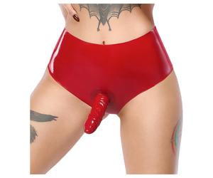 LATEX - Realistic Red Dildo Panties