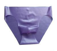 Latex Seamless Mens Underwear Low Waist Underpants Briefs See Through Rubber Panties Offering Comfortable Fit and Safety (XL Purple)
