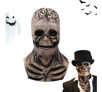 Latex Skeleton Face Cover, Full Face Skull Headwear, Halloween Full Skull Face Cover - Breathable, Realistic, Scary Face Cover for Costumes, Festivals, Cosplay