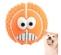 Latex Squeaky Dog Toy Ball - Soft Face Design Chew Toy, Reusable Pet Play | Fun Balls For Small Medium Puppies, Dogs, And Cats, Ideal Fetch Games, Chewing, Training, Playtime Activities At Home, Yard,