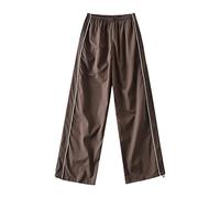 Latex Trousers Women's Black Shiny Loose Cargo Trousers for Women Retro Pocket Low Waist Drawstring Pig Nose Buckle Slim Straight Woven Casual Trousers Fitness Women's Trousers Short, a, L