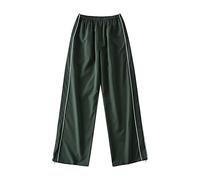 Latex Trousers Women's Black Shiny Loose Cargo Trousers for Women Retro Pocket Low Waist Drawstring Pig Nose Buckle Slim Straight Woven Casual Trousers Fitness Women's Trousers Short, Green, S