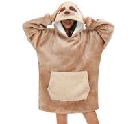 LATH.PIN Panda Oversized Blanket Hoodie Flannel with Hood Pullover Blanket Sweatshirt Unisex Hoodie, Sloth, L