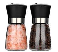 LATHAM & HALL Pack of 2 Stainless Steel Hand Grinders - Adjustable Salt, Pepper & Spice Mills - Manual Grinder Set with Ceramic Mechanism