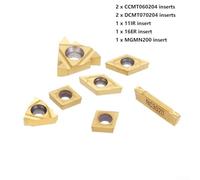 Lathe Boring Bar Insert Set 7pcs CCMT060204, DCMT070204, 11IR, 16ER, MGMN200 Carbide for Steel and Stainless Steel