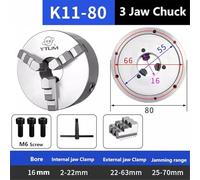 Lathe Chuck 80mm Precision 3 Jaw Self-Centering Chuck K11-80 Manual Lathe Chuck 3 Jaw Mini Chuck
