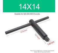 Lathe Chuck Square Key Wrench Set, 8mm 10mm 12mm 14mm 17mm Carbon Steel T-Handle Spanner Tool for CNC Milling & Turning Machines(14 * 14)