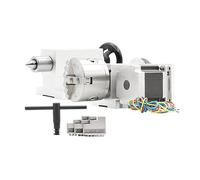 Lathe Chucks CN-C Rotary Axis 100mm Chuck 3 Jaw 4 Jaw 4th Axis+Tailstock CN-C Dividing Head A Axis of Rotation with CN-C Nema34 Stepper Motor (Color : 1-3, Size : 4 Jaw 100mm)