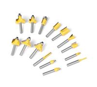 Lathe Cutting Tools Lathe, 15-Piece 1/4" Shank Drill Bit Set Dressing Straight Bead Mill Carbide Cutting Woodworking Tools(15pcs-No Box)