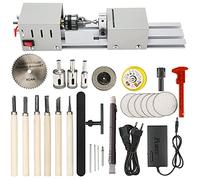 Lathe Machine 96W, small Lathe Beads Polisher Machine, Variable Speed Woodworking Lathe, Milling Machine Grinding Polishing Beads Drill Rotary Tool Set Accessories
