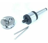 Lathe MT2 Revolving Center High Precision Morse Taper Shank Live Centre with 65mm Self Centering 3 Jaw Chuck 14x1 | ZAPTON