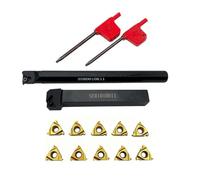 Lathe Threading Tool Holder Set for External and Internal Turning with 11ER A60 Inserts and T8 Wrench, SER 1010H11 & SNR 0010K11, Carbide Inserts, Alloy Steel Tool Holder, 13-Piece Kit