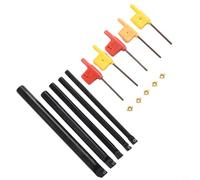 Lathe Tool Holder SCLCR06 Set for CCMT060204 Reversible Plates, 5 Pieces with Sizes S06K to S12M, Right Cut for CNC Lathe and Metalworking Including Key