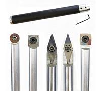 Lathe Tools 1PC Wood Turning Tool Chisel Changeable Tungsten Titanium Tip Lathe Insert Cutter Optional Aluminum Handle Wood Turning Accessories(C(Arc tip))