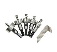 Lathe Tools 5Pcs Set HSS Core Drill Bit Titanium Coated Wood Metal Hole Saw Cutter Drilling Bits For Power Tools 16 18.5 20 25 30mm(Hole Saw Silver 5pcs)