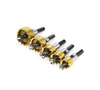 Lathe Tools 5Pcs Set HSS Core Drill Bit Titanium Coated Wood Metal Hole Saw Cutter Drilling Bits For Power Tools 16 18.5 20 25 30mm(Hole Saw Gold 5pcs)